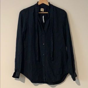 NWT Gap Collarless Button Down w/ Tie Detail